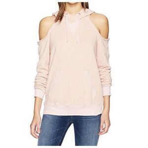 SPLENDID Womens Pink Cold-Shoulder Cotton Pullover Hoodie Sweatshirt EUC XS
